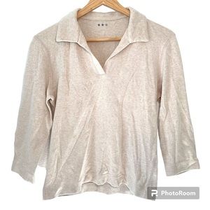 Three Dots Polo Shirt Cotton 3/4 Sleeves